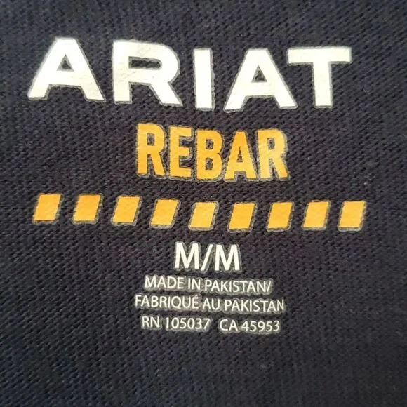 Ariat Navy V-Neck T-Shirt Mens M Work Shirt - Picture 2 of 7